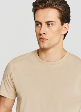 Bawełniany t-shirt męski w kolorze beżowym
