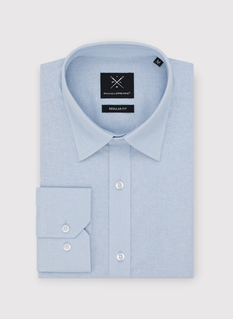 Błękitna koszula z lnu i bawełny