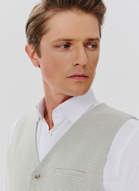 Jednorzędowa kamizelka męska w drobną kratę