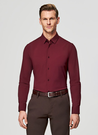Bordowa dzianinowa koszula męska