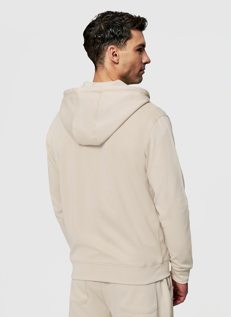 Beżowy dres męski z kapturem