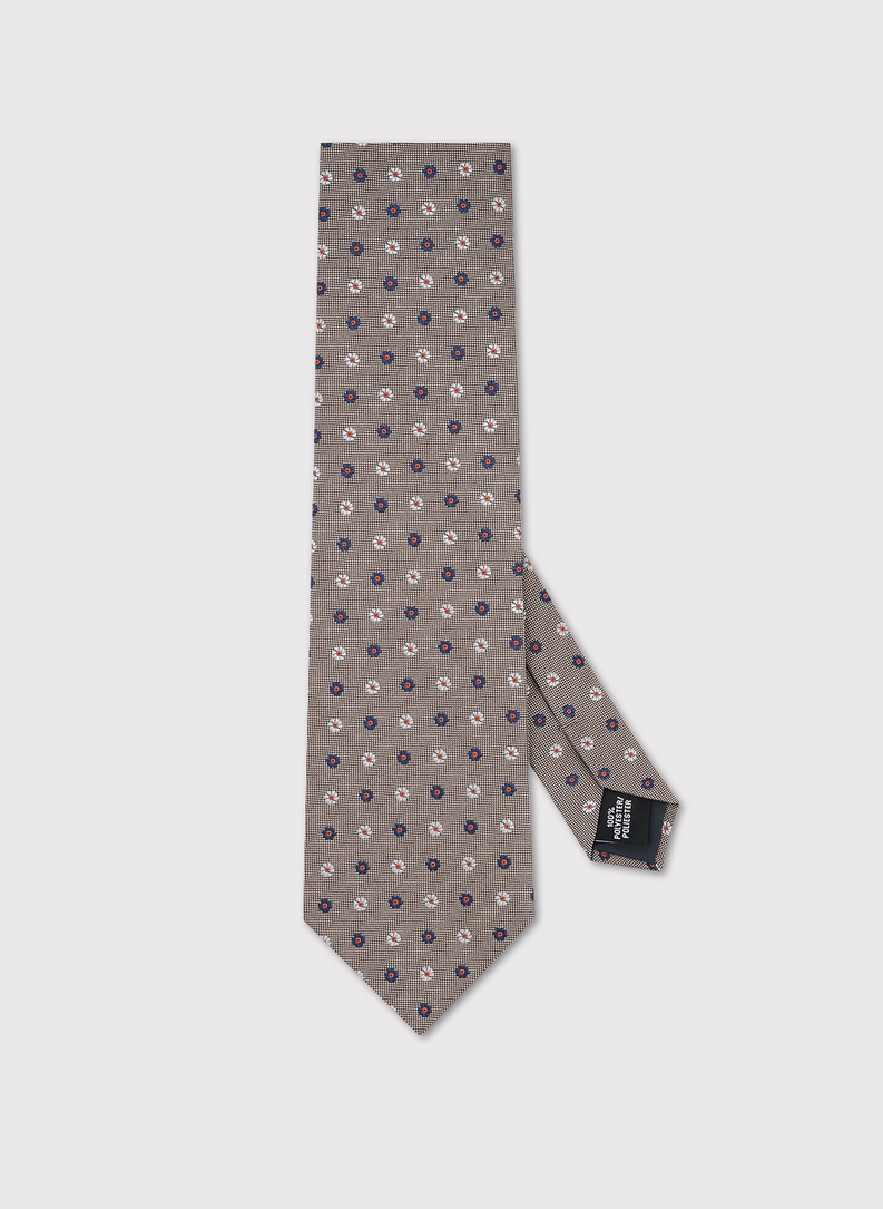 Beżowy krawat w kwiaty