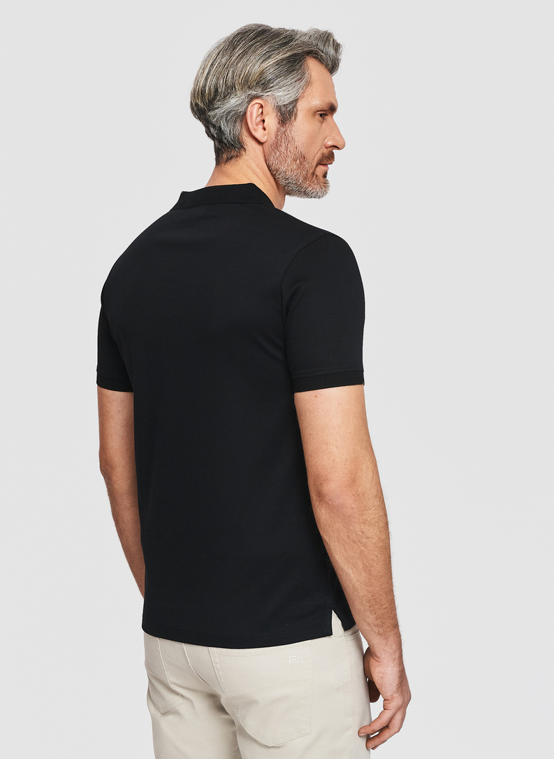 Czarne polo z bawełny merceryzowanej