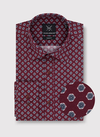 Męska bordowa koszula w kwiatki