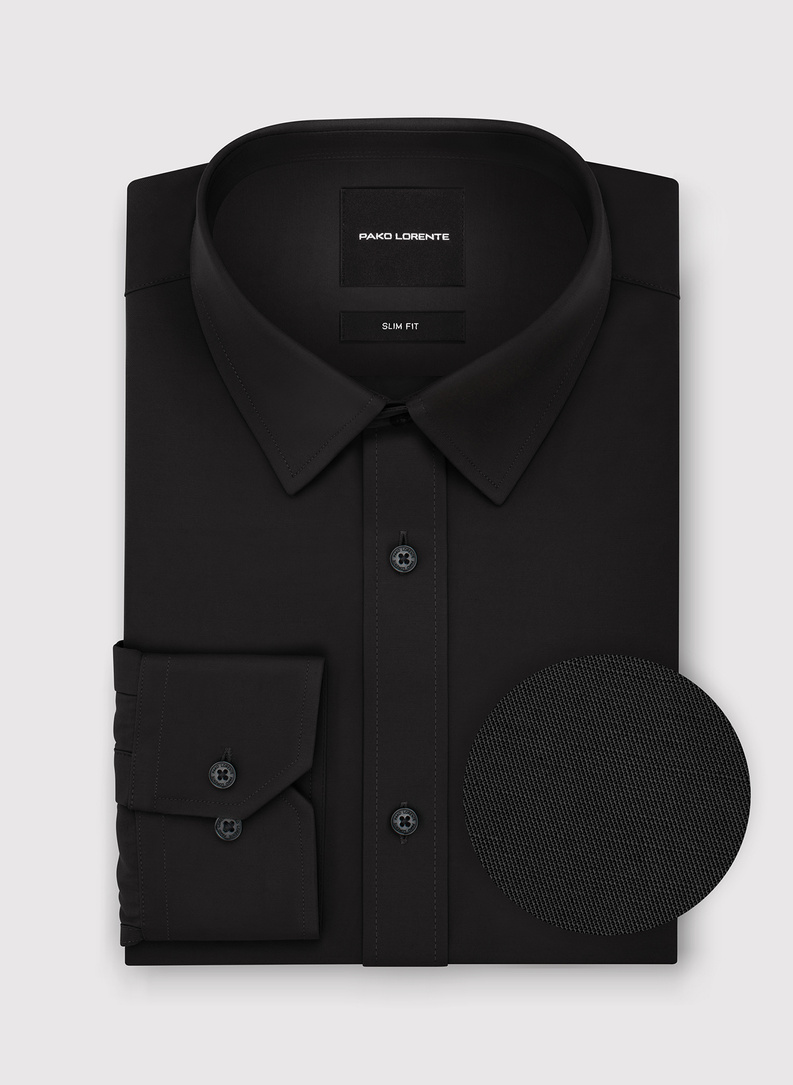 Czarna koszula męska z wełną