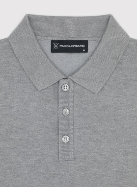 Szary sweter męski z kołnierzykiem polo