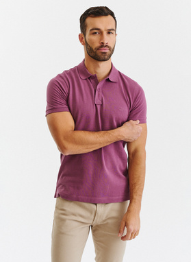 Gładki T-shirt polo w kolorze fioletowym