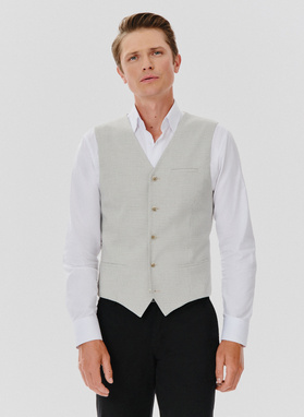 Jednorzędowa kamizelka męska w drobną kratę