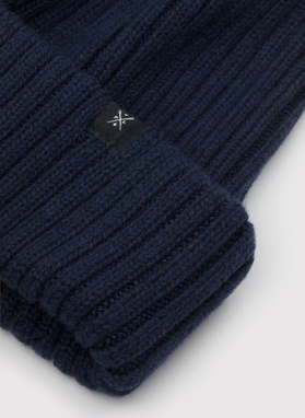 Czapka męska w kolorze granatowym z wełną merino