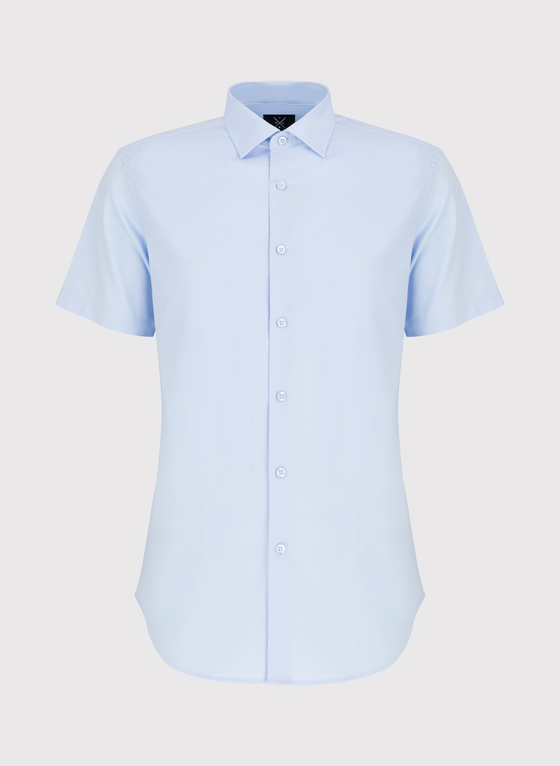 Niebieska koszula męska z krótkim rękawem
