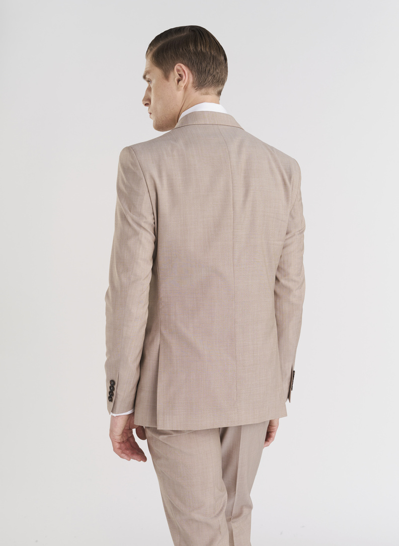 Beżowa wełniana marynarka męska