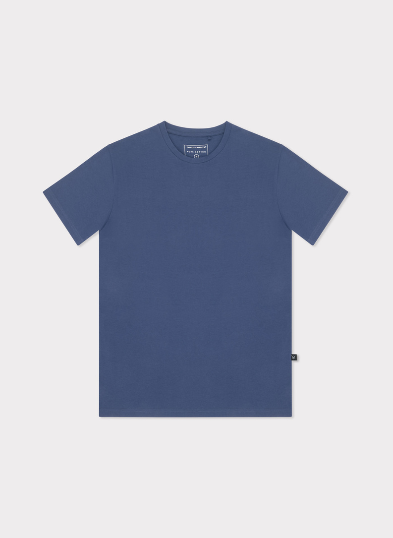 Bawełniany granatowy t-shirt z okrągłym dekoltem