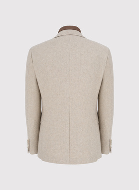 Beżowa marynarka męska z odpinaną stójką