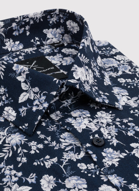 Granatowa kwiecista koszula