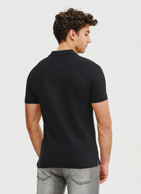 Gładki t-shirt polo w czarnym kolorze