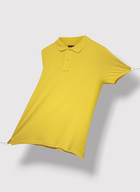 Gładki T-shirt polo w kolorze żółtym 