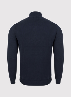 Granatowy rozpinany sweter męski ze stójką