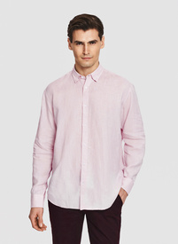 Lniana koszula męska w kolorze różowym