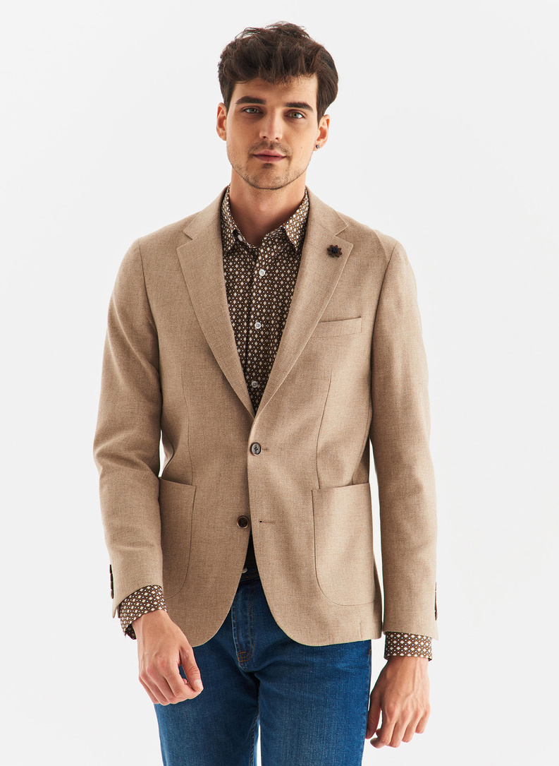 Casualowa marynarka męska w kolorze beżowym