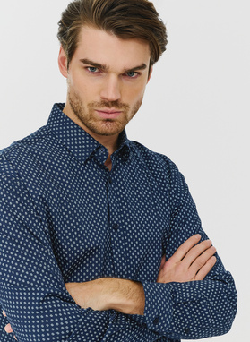 Granatowa koszula o prostym kroju we wzór paisley