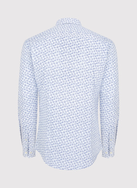 Biała koszula męska w niebieskie kwiaty