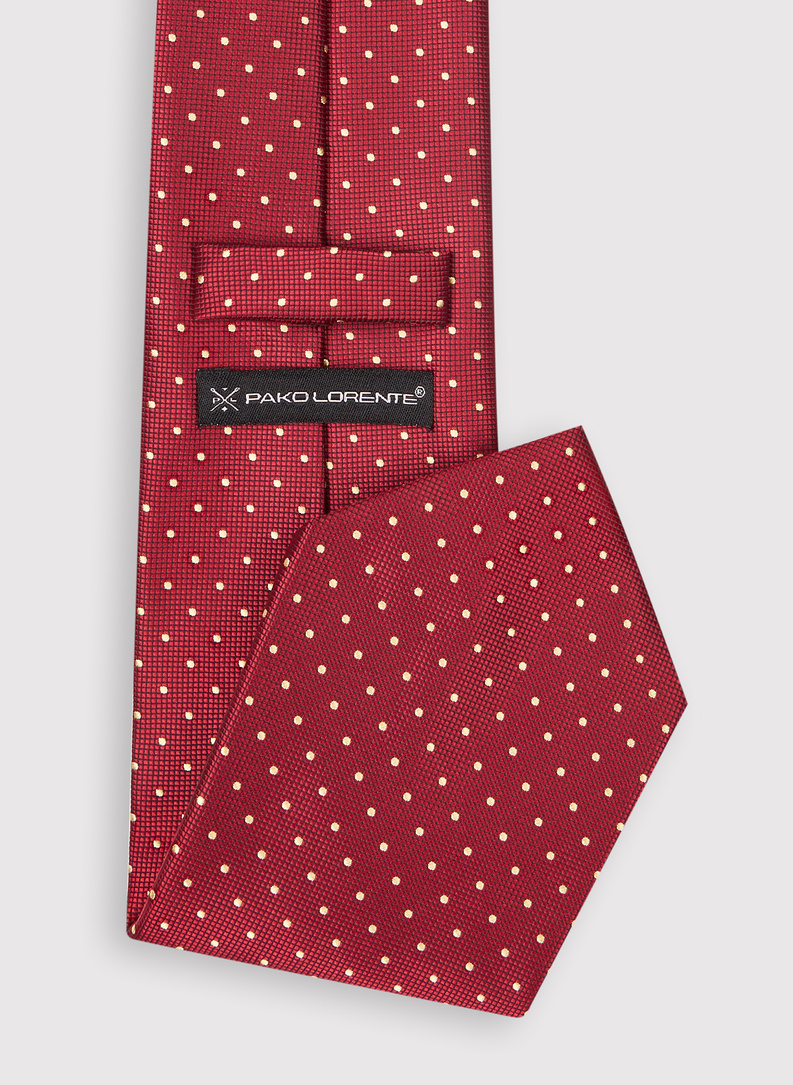 Czerwony krawat męski w kropki
