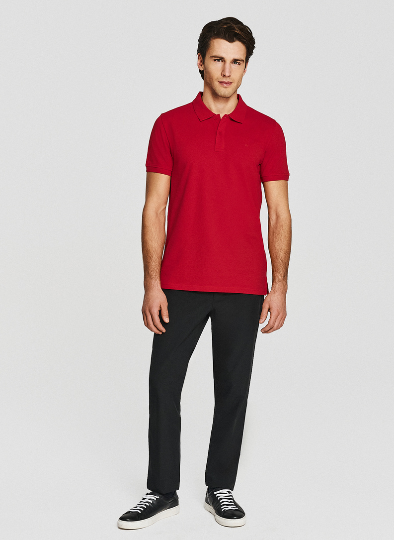 Czerwone bawełniane polo męskie