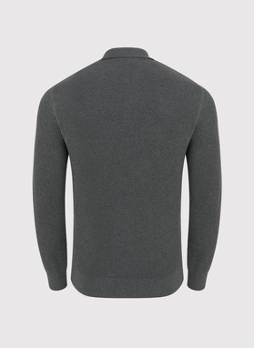 Szary sweter męski z kołnierzykiem