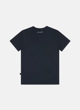 Granatowy gładki t-shirt v-neck