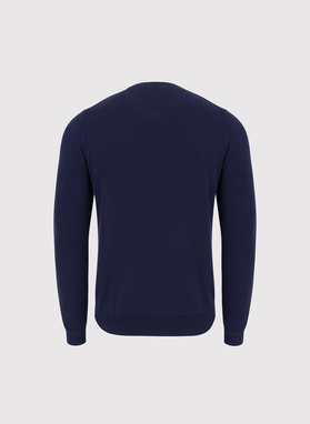 Granatowy sweter męski w serek