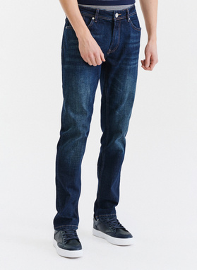 Granatowe spodnie męskie jeansowe