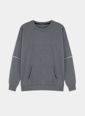 BLUZA Z OKRĄGŁYM DEKOLTEM SZARA P20WF-2B-015-S