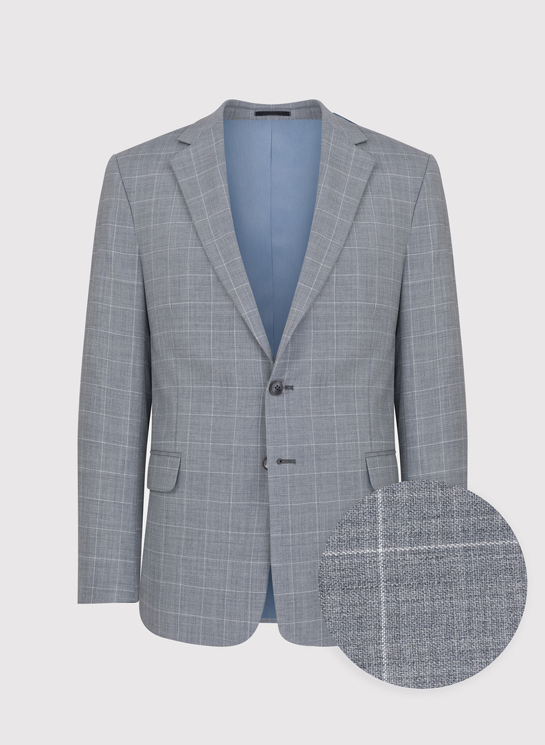 Szary garnitur męski z wełny