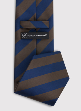 Granatowy krawat męski w skośne pasy