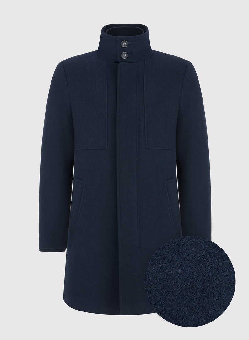 Wełniany płaszcz męski w kolorze granatowym