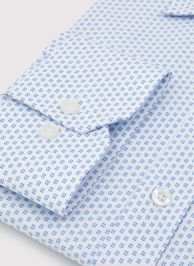 Biała koszula męska w niebieski mikrowzór