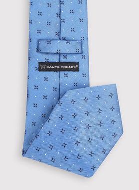 Niebieski krawat męski w mikrowzór