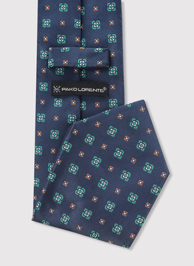 Granatowy krawat męski w drobny wzór