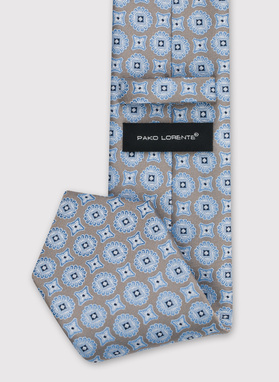 Beżowy krawat męski we wzorki