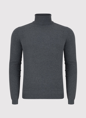 Gładki basicowy golf męski w kolorze szarym