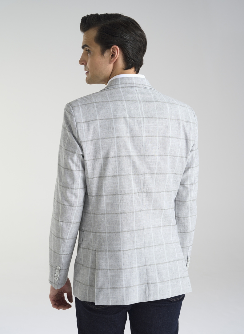 Jasnoszara marynarka męska w kratkę 