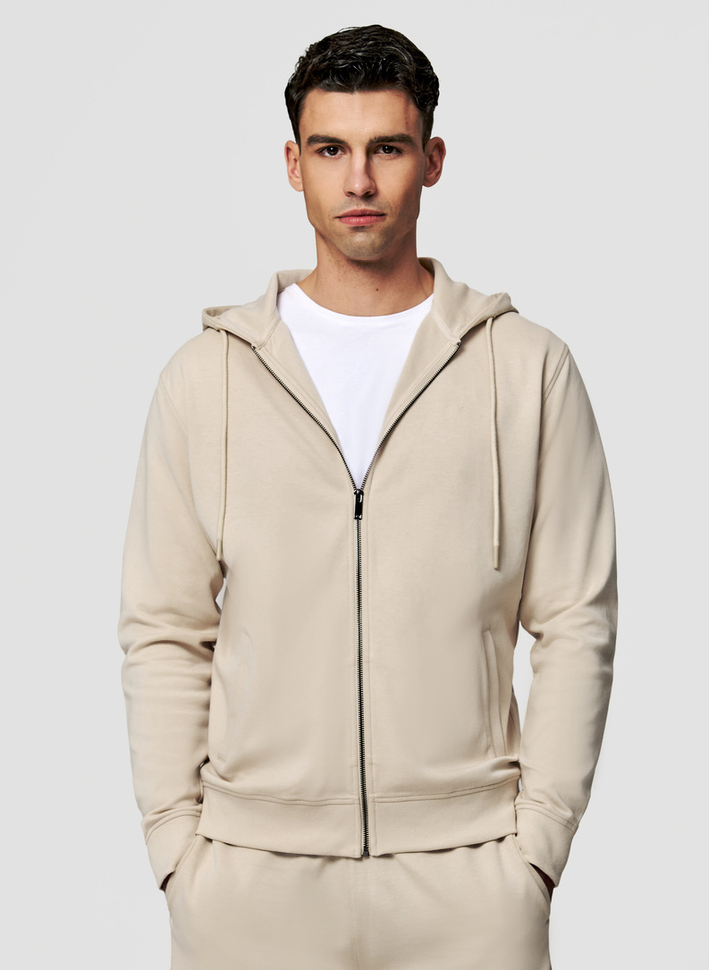 Beżowa bluza dresowa z kapturem