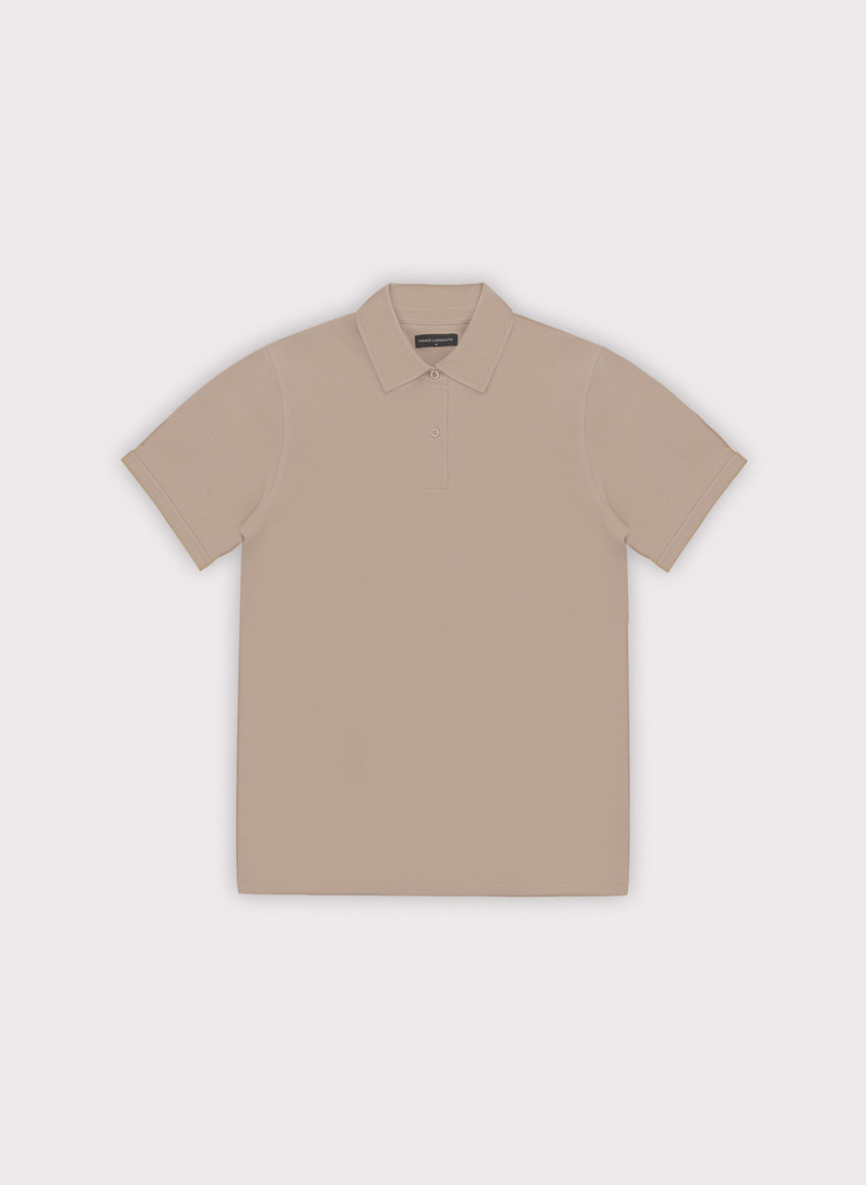 Beżowy t-shirt polo