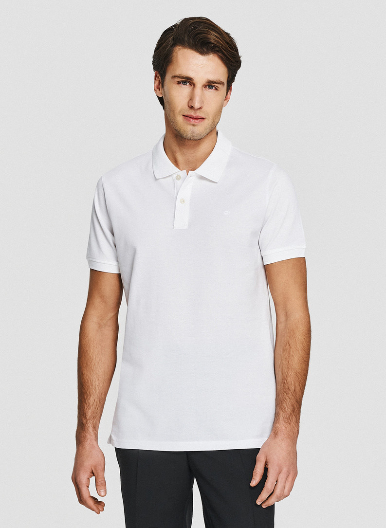 Białe męskie polo z bawełny