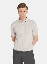 Beżowe polo swetrowe w prążek