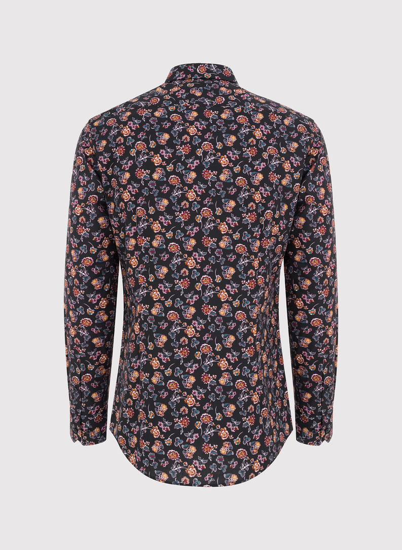 Czarna koszula męska w kwiaty