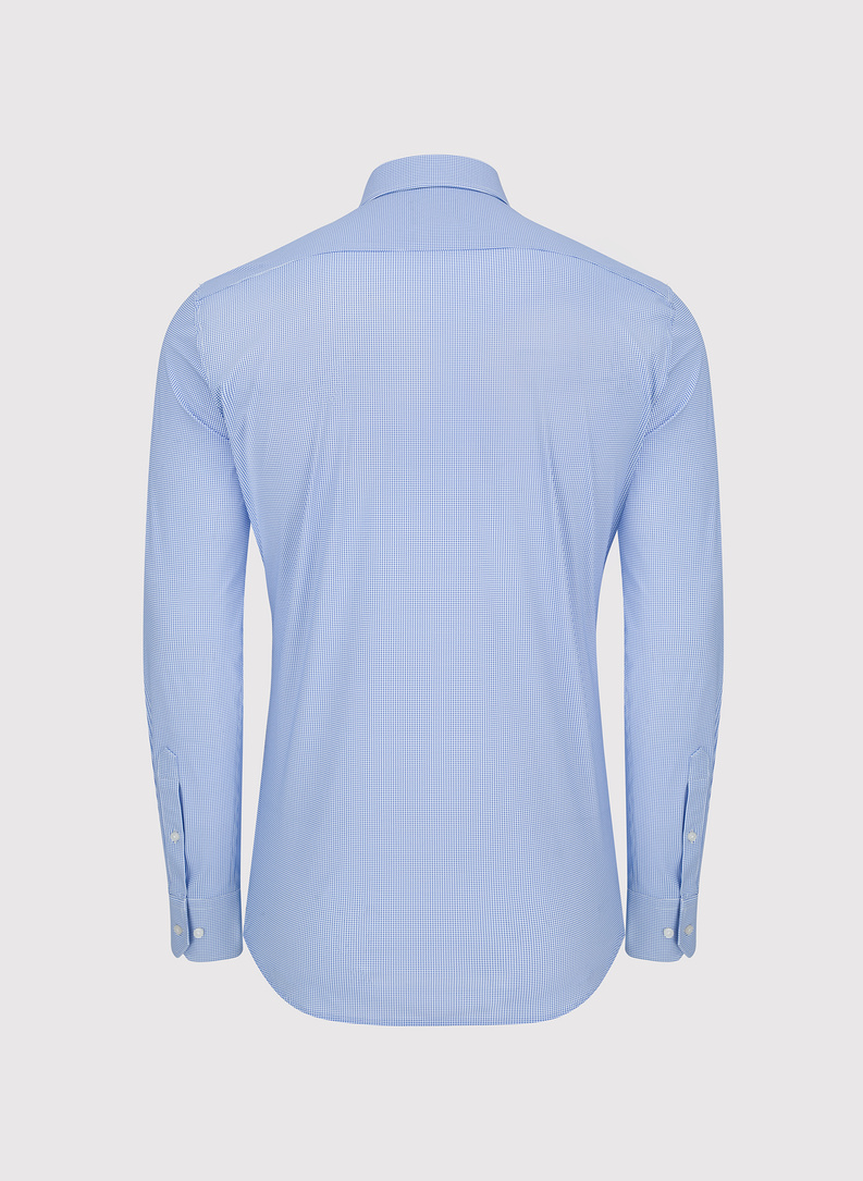 Niebieska dzianinowa koszula w pepitkę