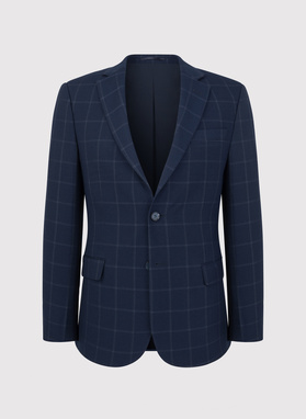 Granatowa marynarka garniturowa w kratę