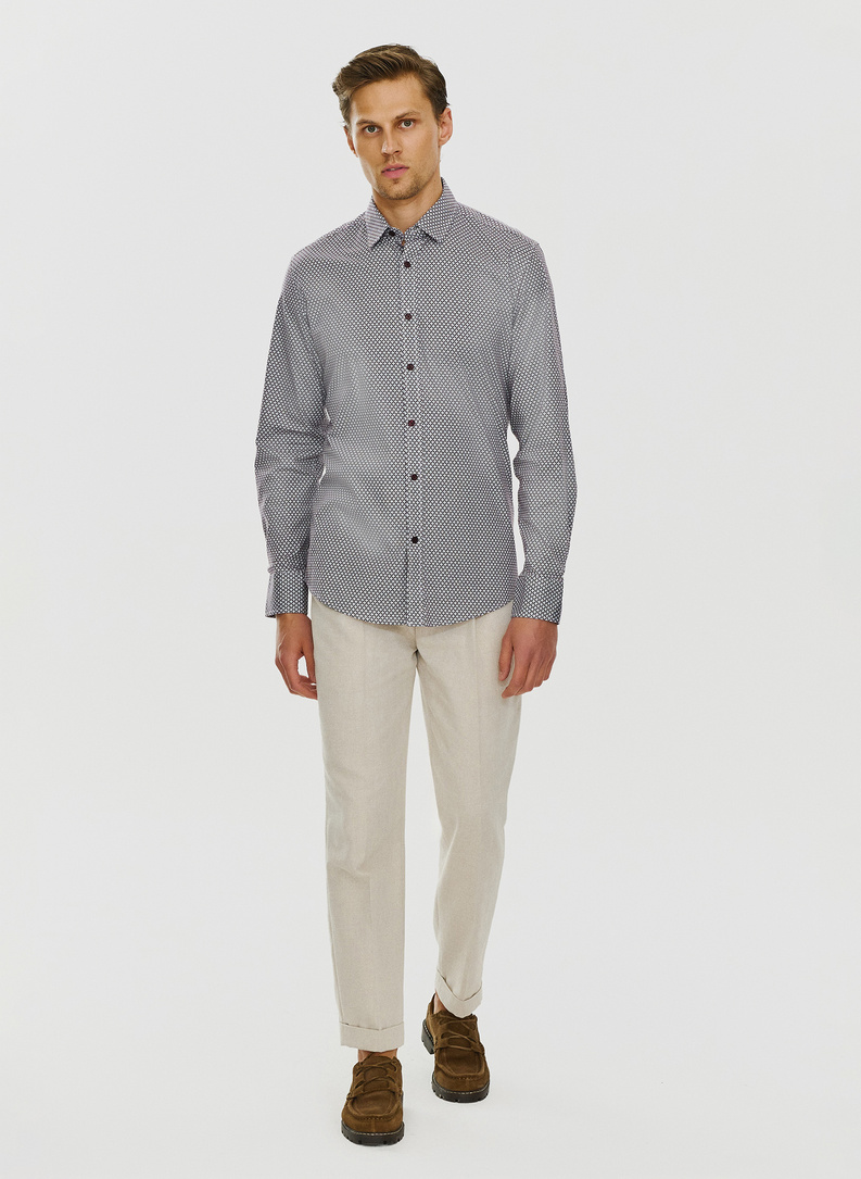 Bordowa wzorzysta koszula męska 