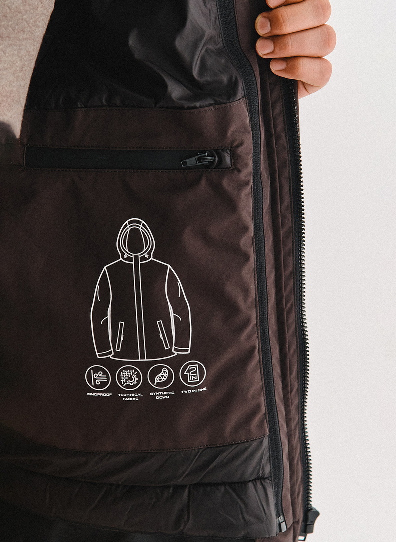 Brązowa kurtka jesienna 2w1